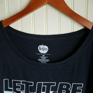 The Beatles Shirt Womens Plus 2X Black Short Sleeve Let It‎ Be Graphic Top